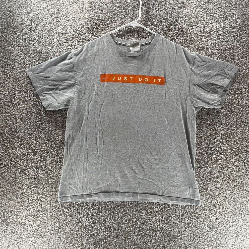 Vintage Nike Shirt Mens‎ Large Gray Just Do It Gray Tag Streetwear Short Sleeve